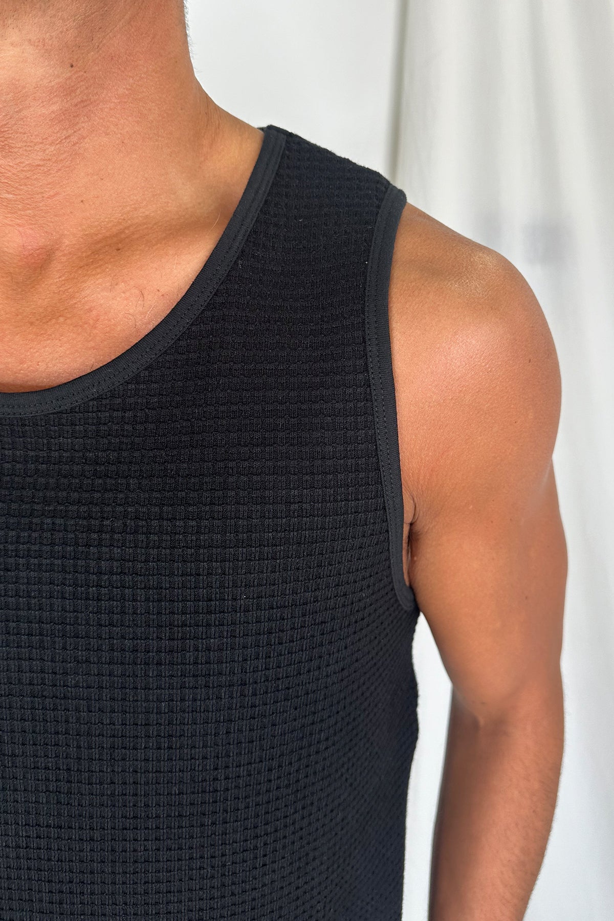 Joe Waffle Tank Black