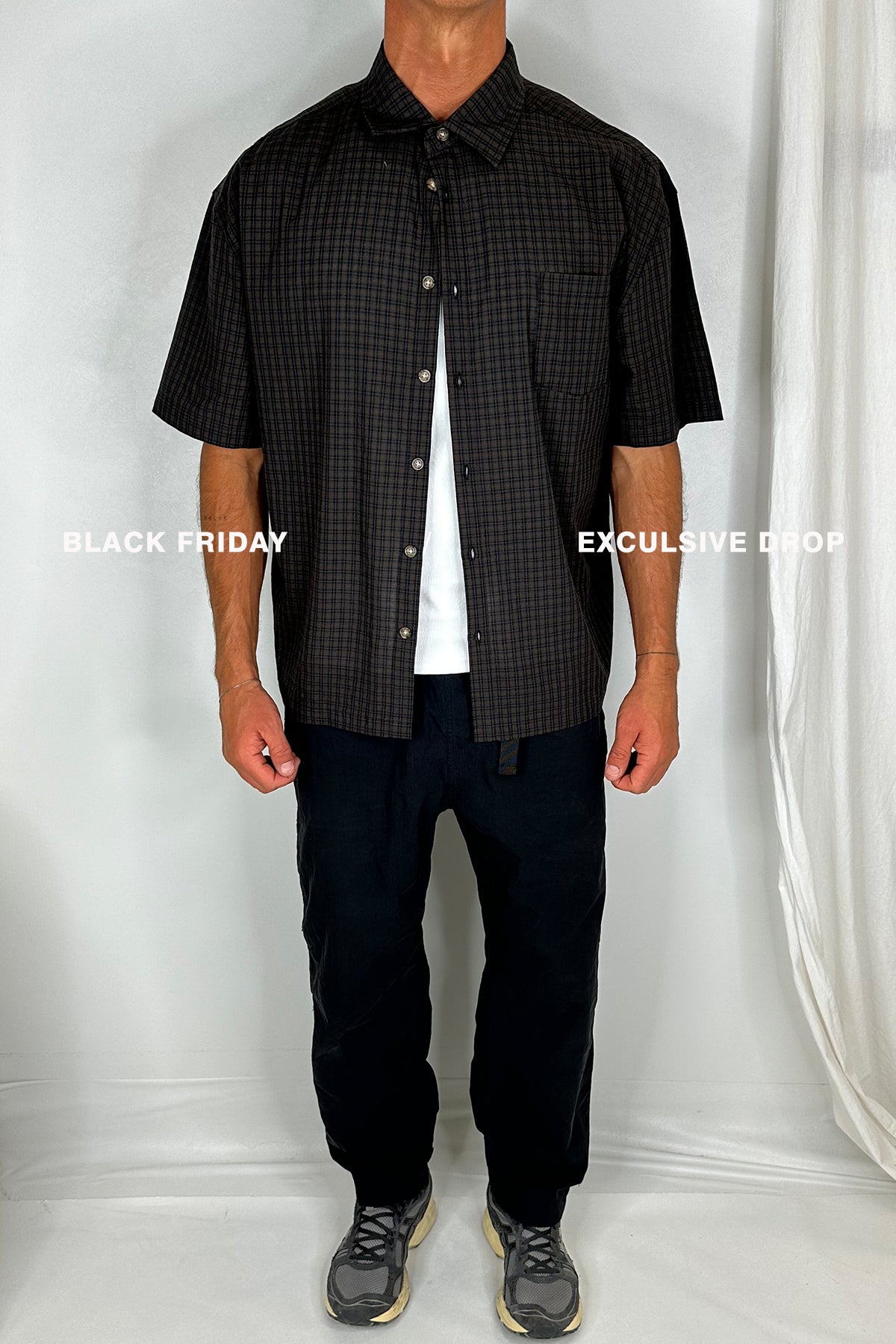 Nathaniel Drop Shirt Check Dark Brown