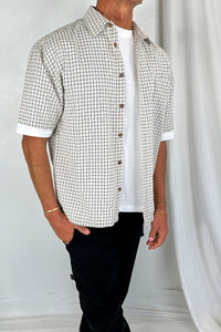 Nathaniel Drop Shirt Check Ivory