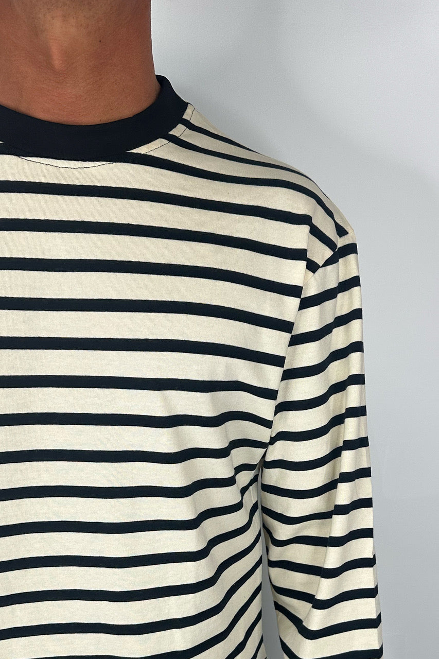Cropped Long Sleeve Black Stripe