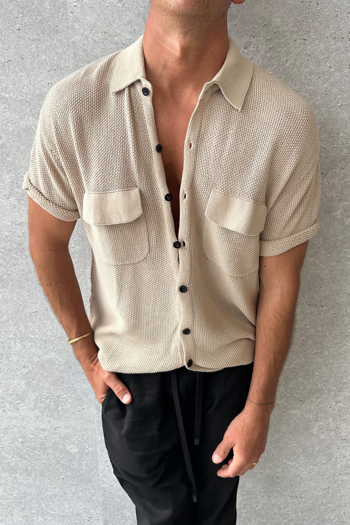 NTH Knitted Button Up Oat - FINAL SALE