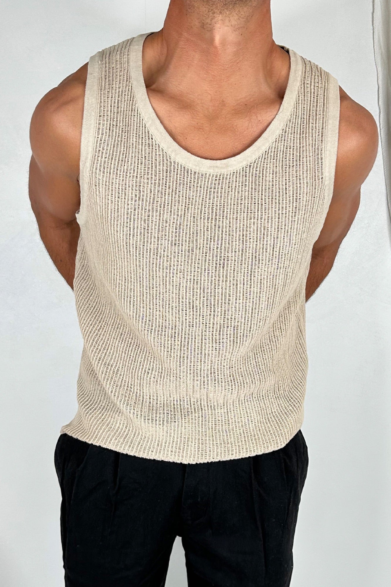 NTH Ribbed Knit Tank Beige - FINAL SALE