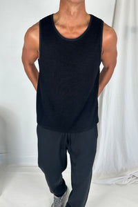 Joe Waffle Tank Black