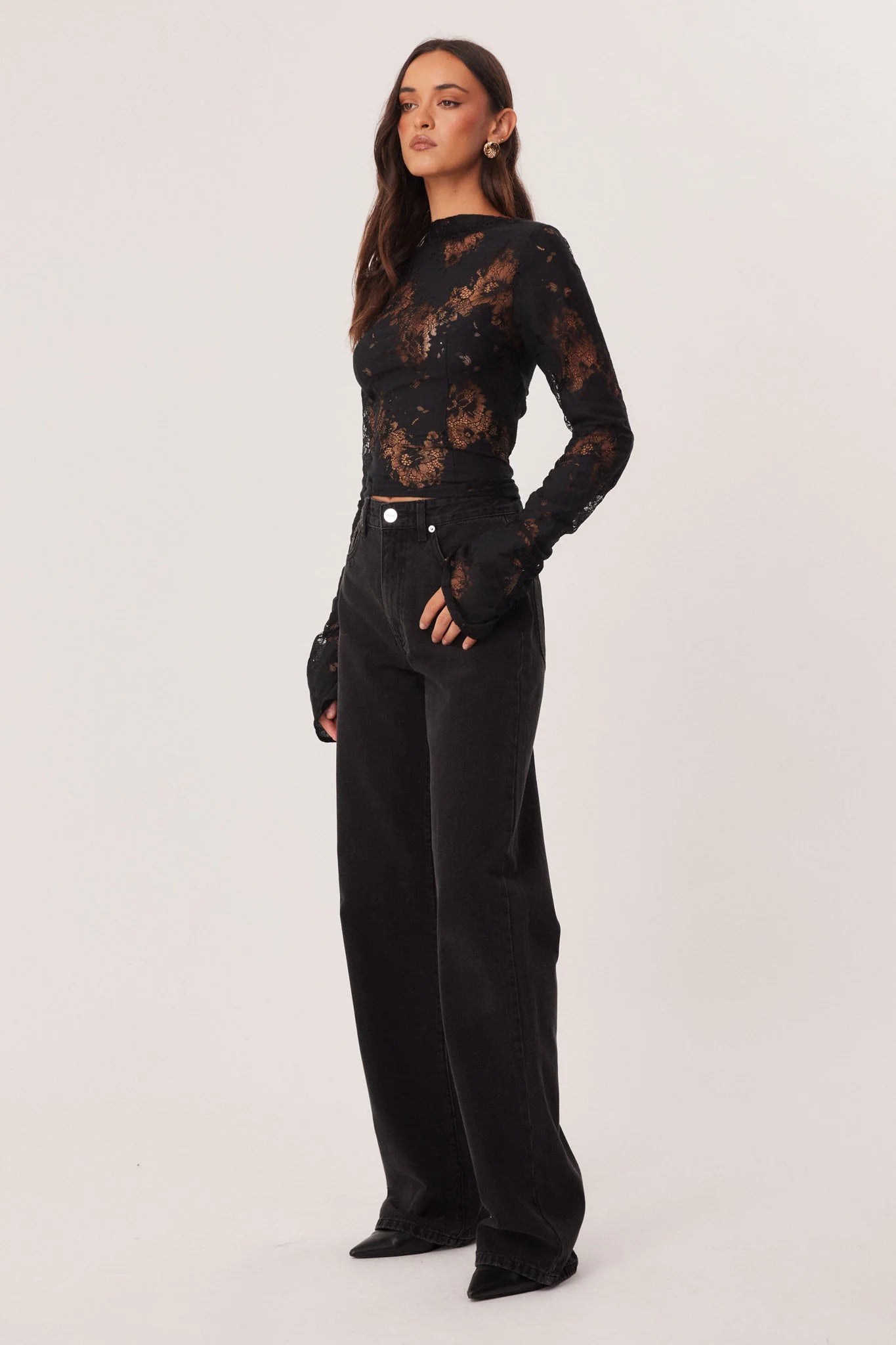 Aisha Lace Top Black