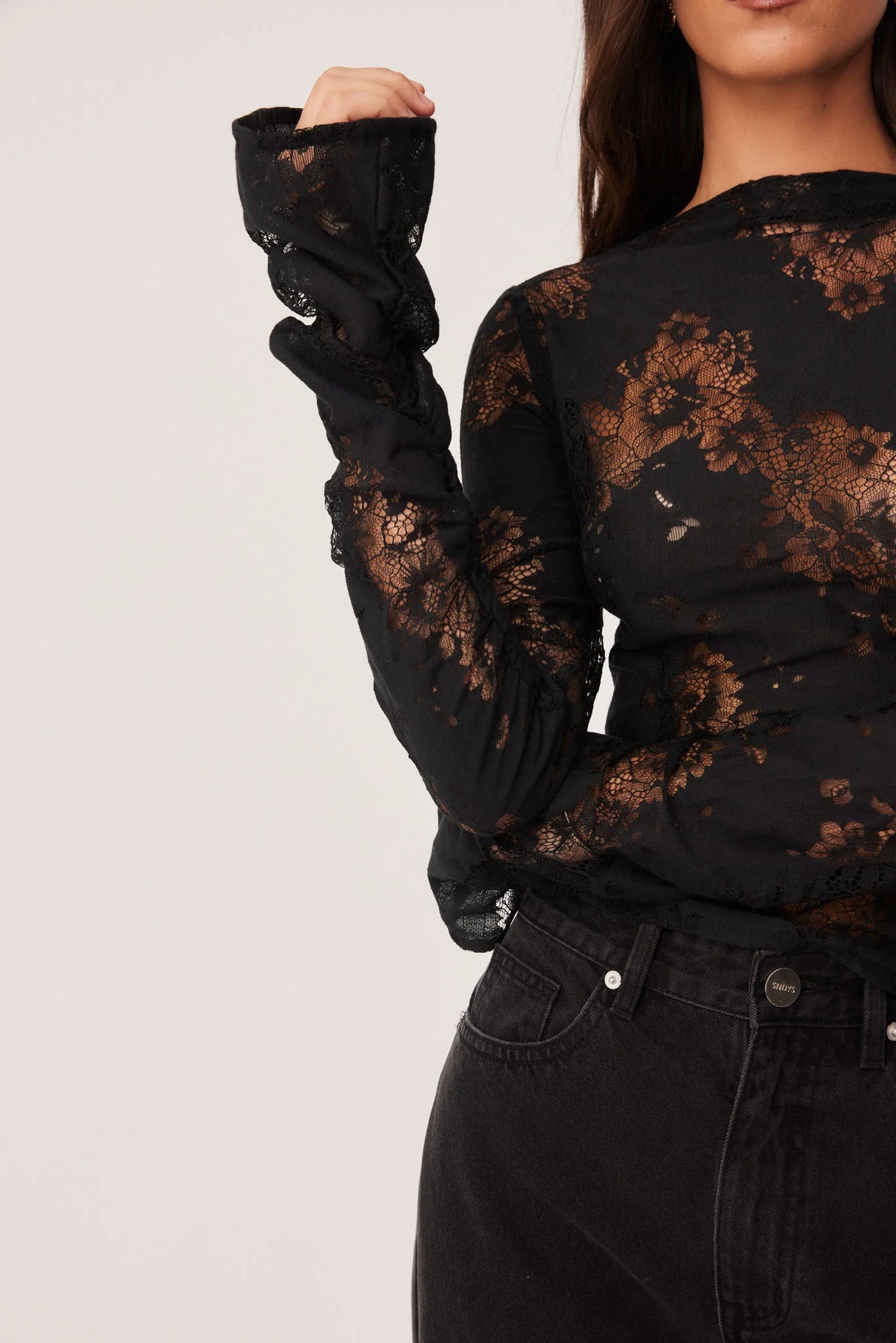Aisha Lace Top Black
