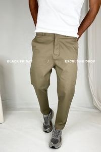 Straight Pleat Pant Light Khaki