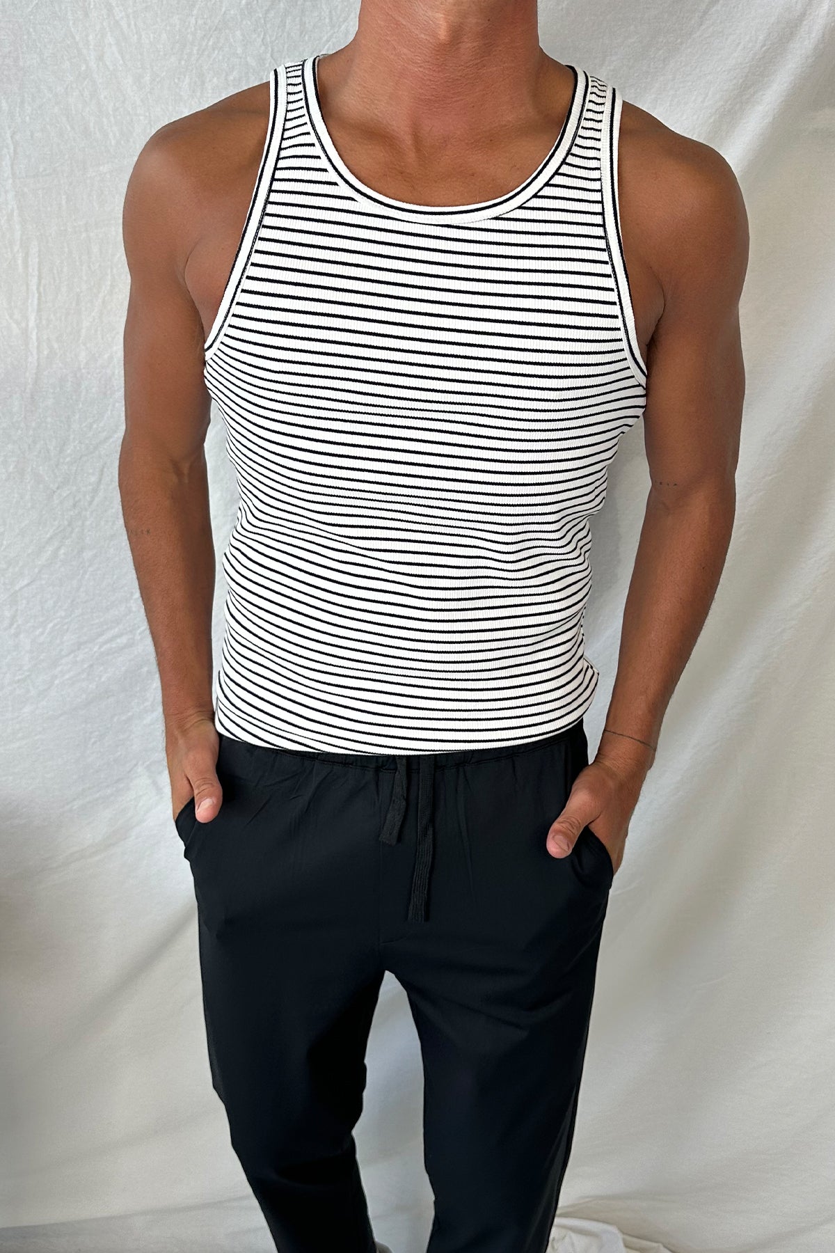 NTH Fitted Ribbed Tank Stripe