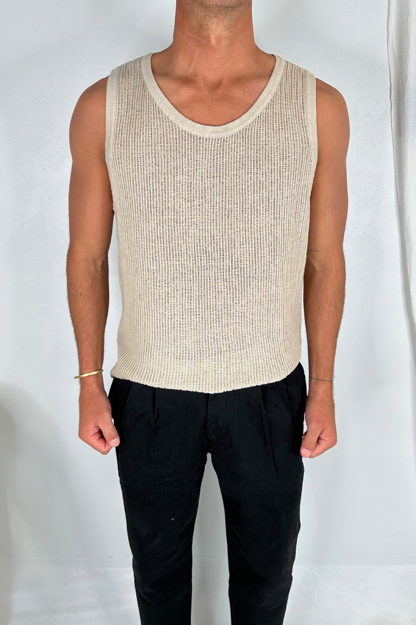 NTH Ribbed Knit Tank Beige - FINAL SALE