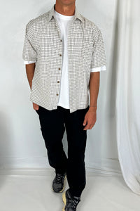 Nathaniel Drop Shirt Check Ivory