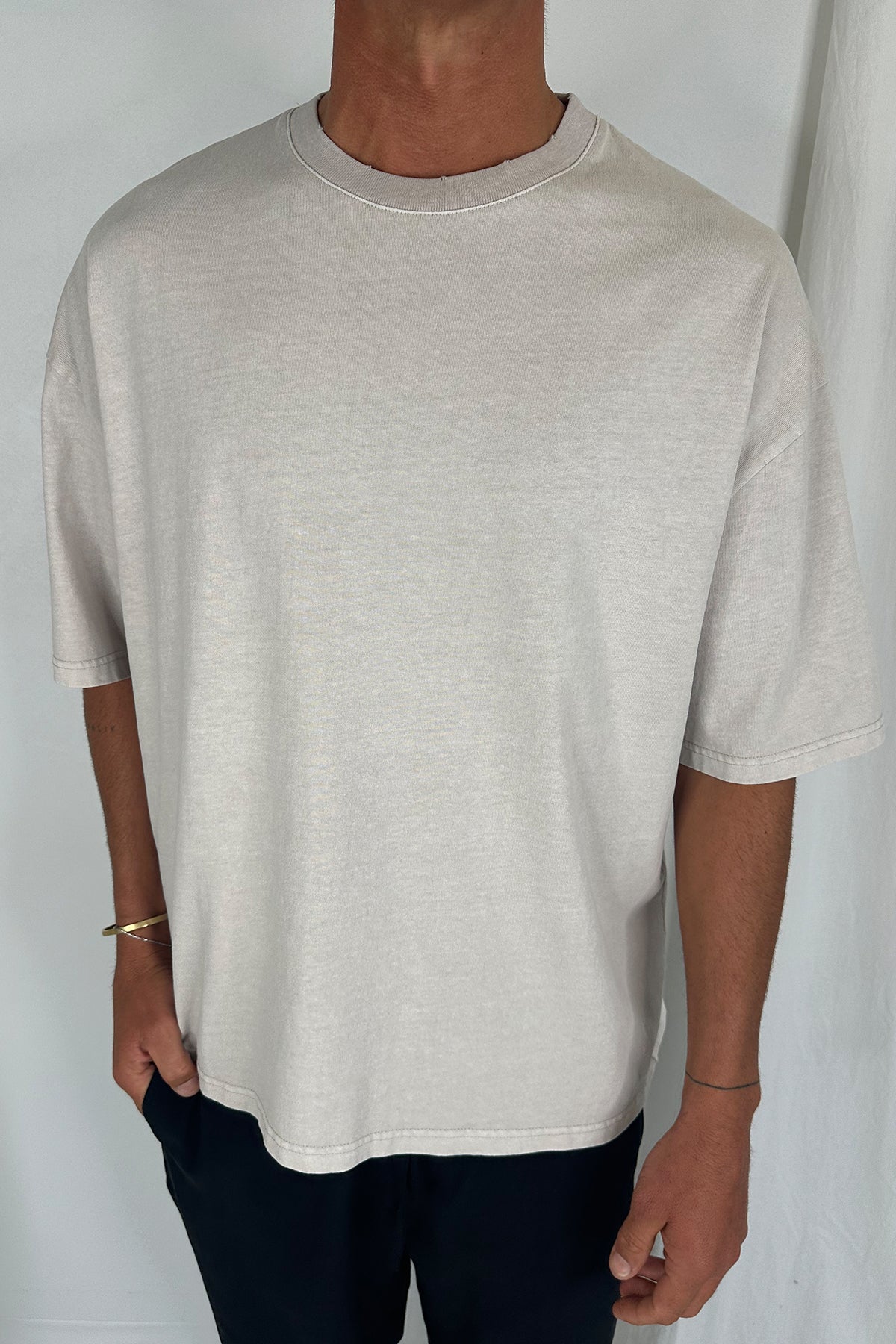 Salv Washed Crew Neck Tee Sand