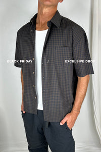 Nathaniel Drop Shirt Check Dark Brown