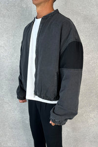 Panelled Denim Bomber Black