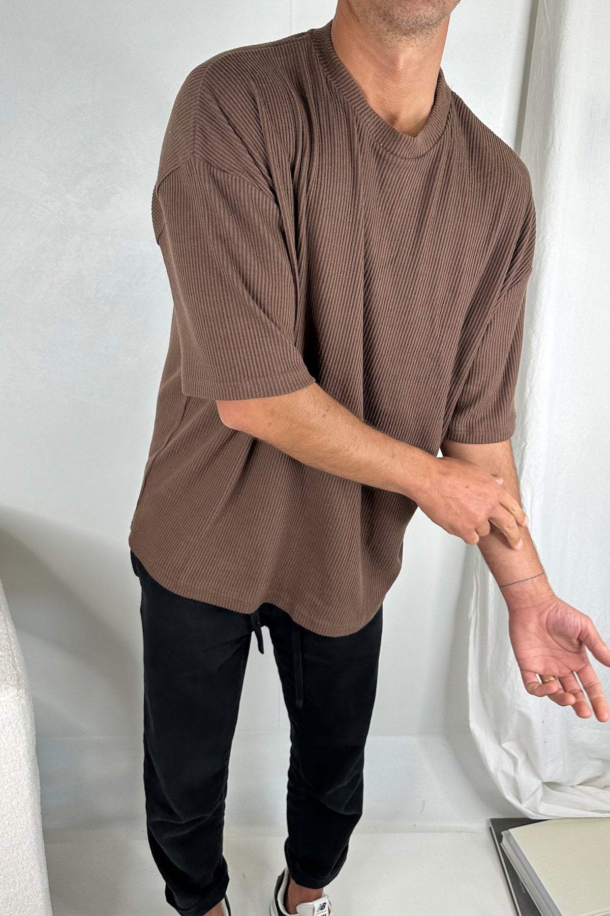 NTH Cord Knit Tee Choc - FINAL SALE