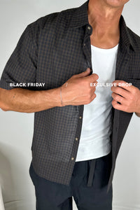 Nathaniel Drop Shirt Check Dark Brown