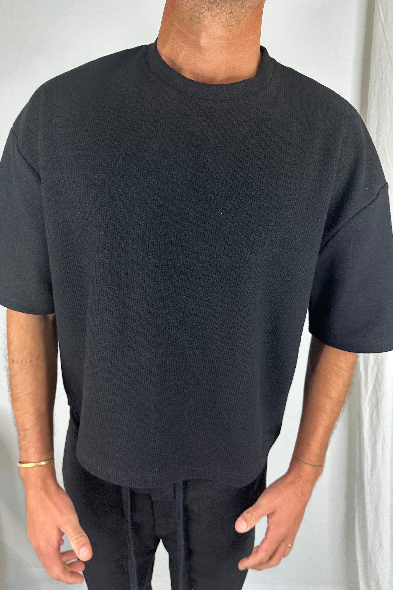 Miller Drop Shoulder Box Tee Black