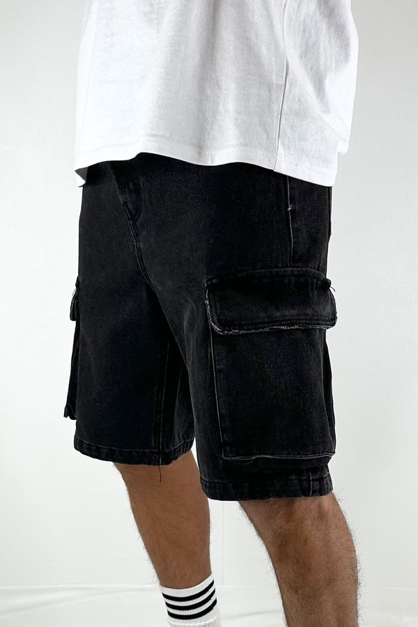 Neil Cargo Denim Short Black