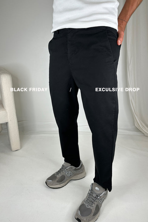 Straight Pleat Pant Black