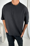 Crop Box Tee Ribbed Black