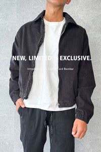 Collar Cord Bomber Charcoal