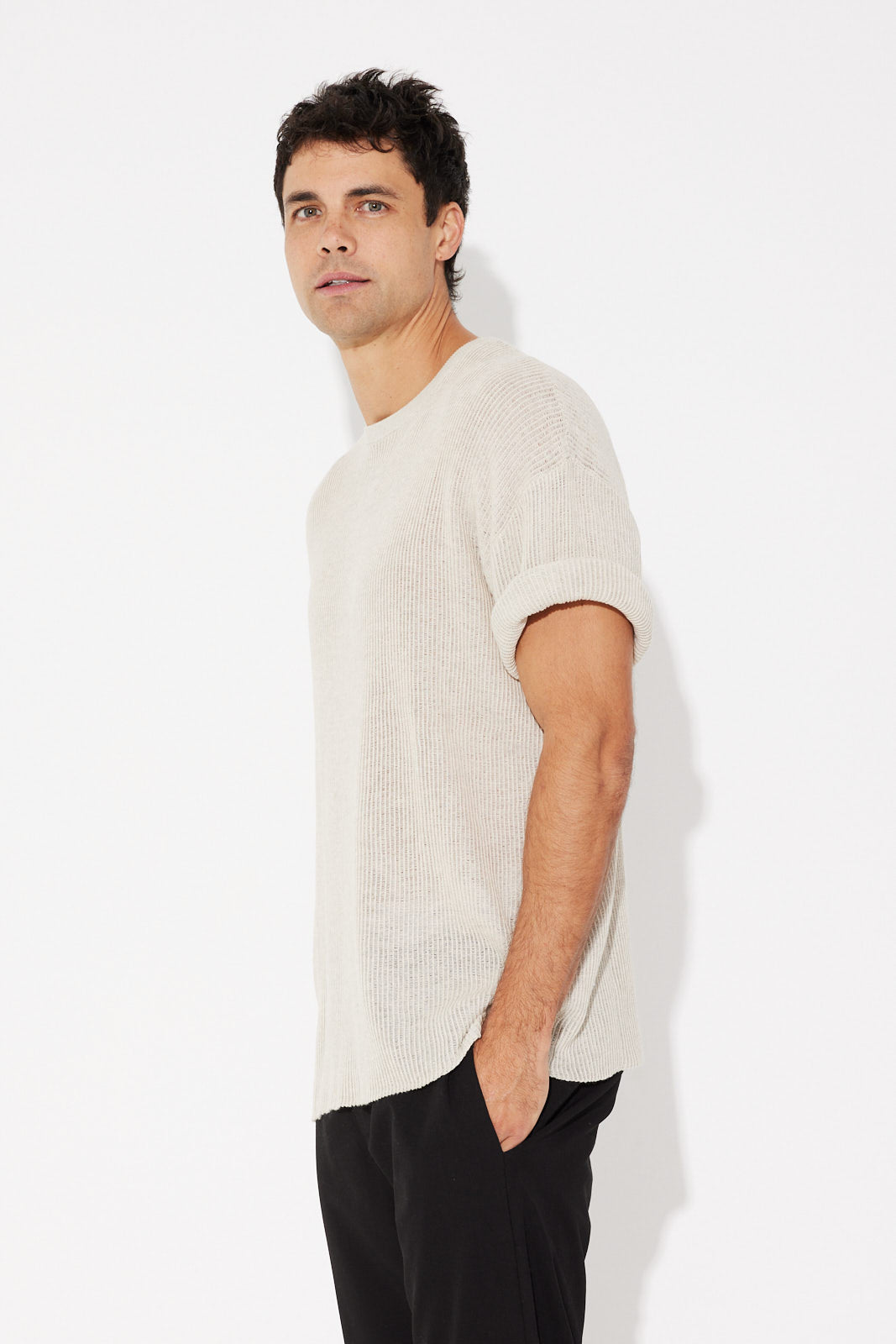 NTH Knitted Crew Tee Oat - FINAL SALE