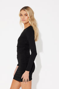 Jess Long Sleeve Mini Dress Black - FINAL SALE