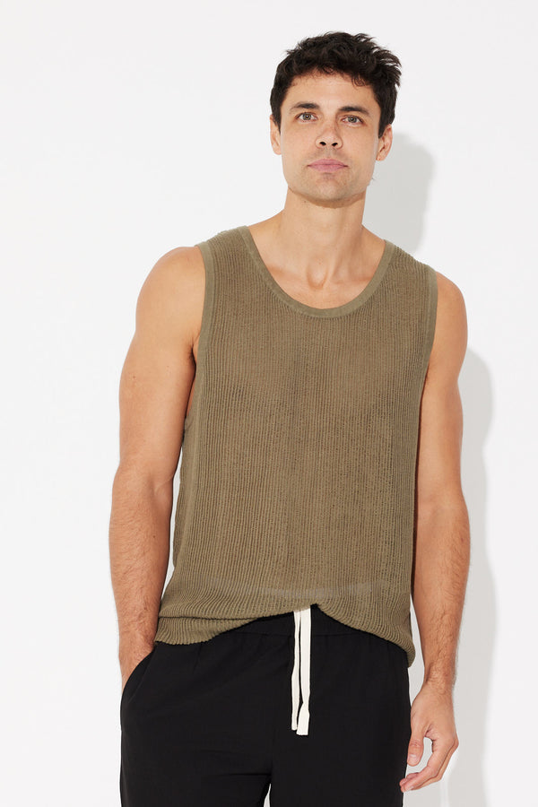 NTH Ribbed Knit Tank Army - FINAL SALE