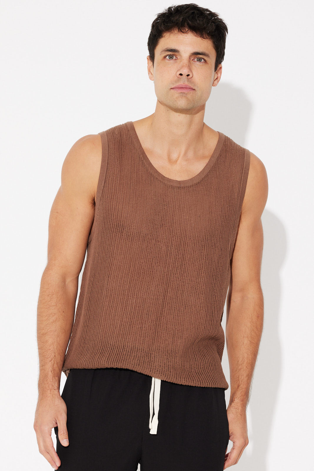 NTH Ribbed Knit Tank Choc FINAL SALE