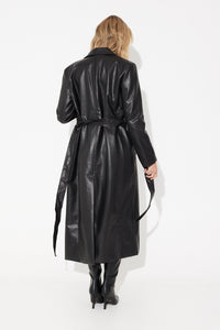Carly Faux Leather Trench Coat Black - SALE