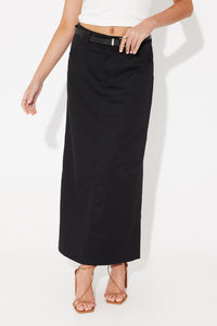 Belted Midi Skirt Black - SALE