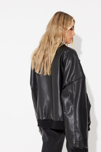 Unisex Faux Leather Drop Sleeve Jacket Black - SALE