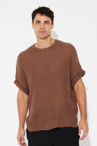 NTH Knitted Crew Tee Choc - FINAL SALE