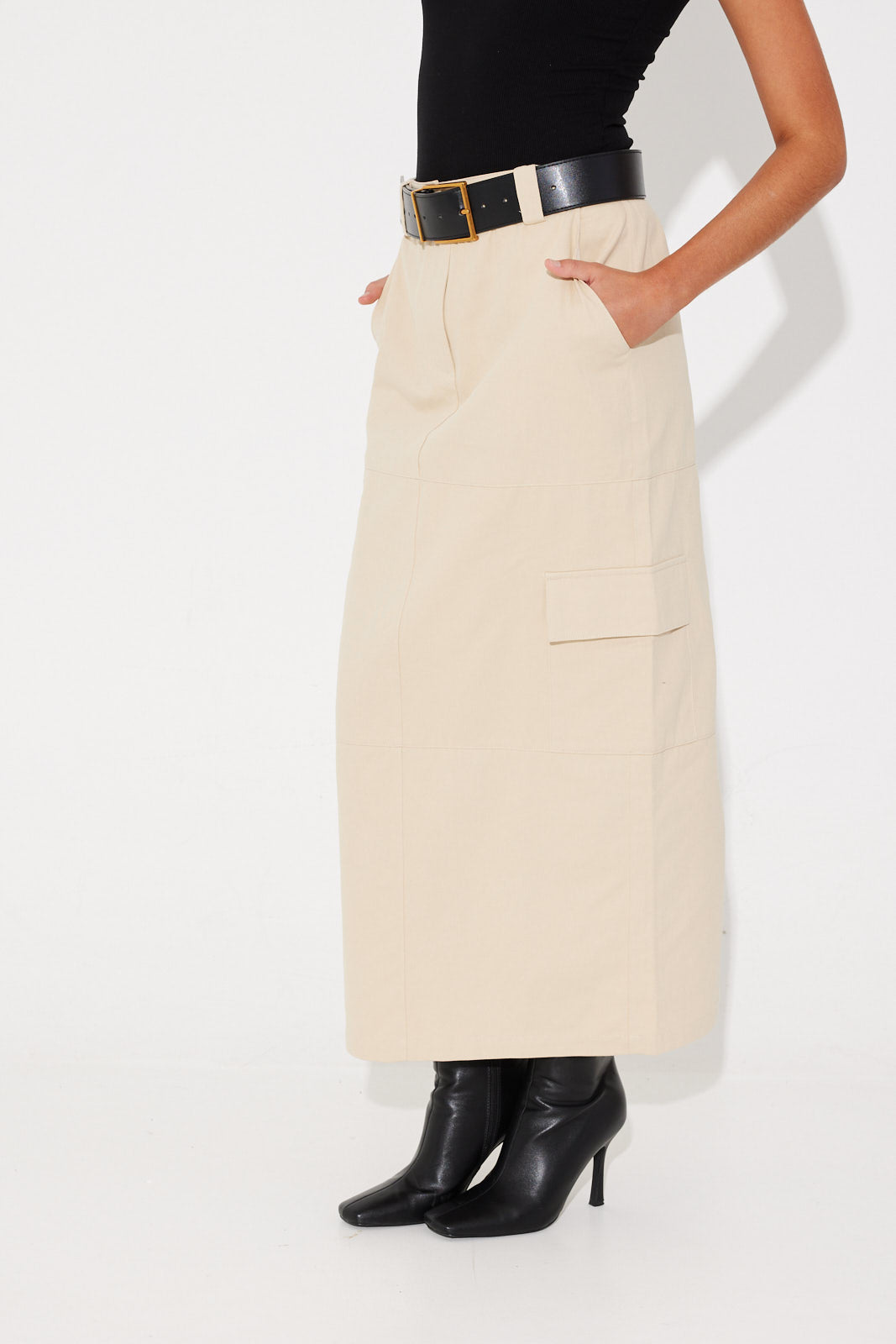 Lisa Cargo Maxi Skirt Sand - FINAL SALE