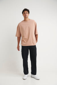 Miller Drop Shoulder Box Tee Tan