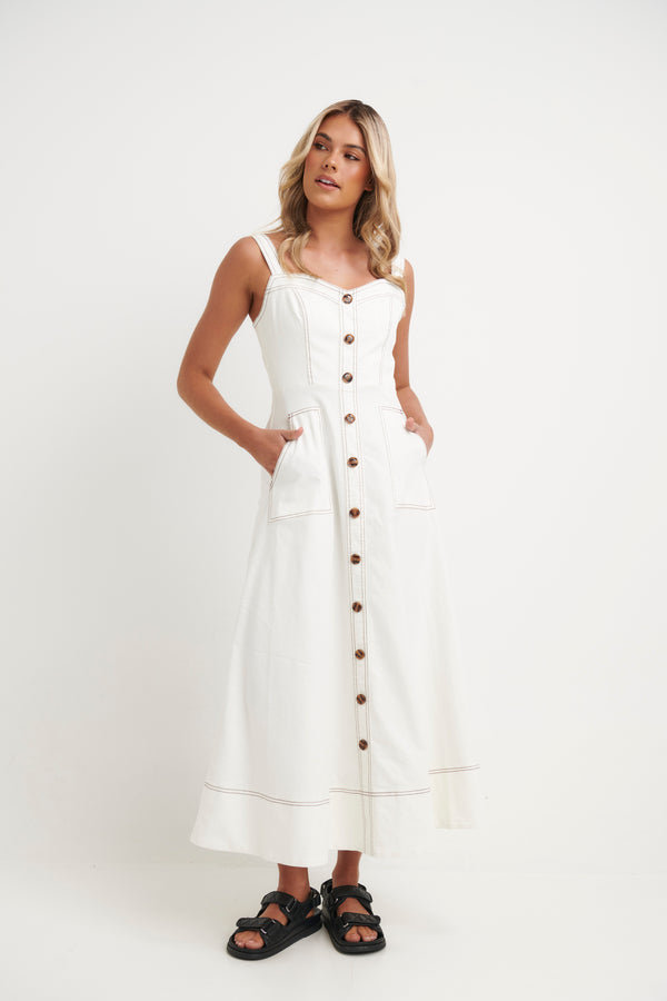 Nina Midi Dress White