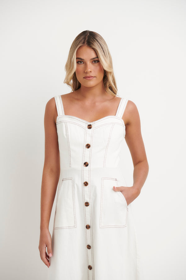 Nina Midi Dress White