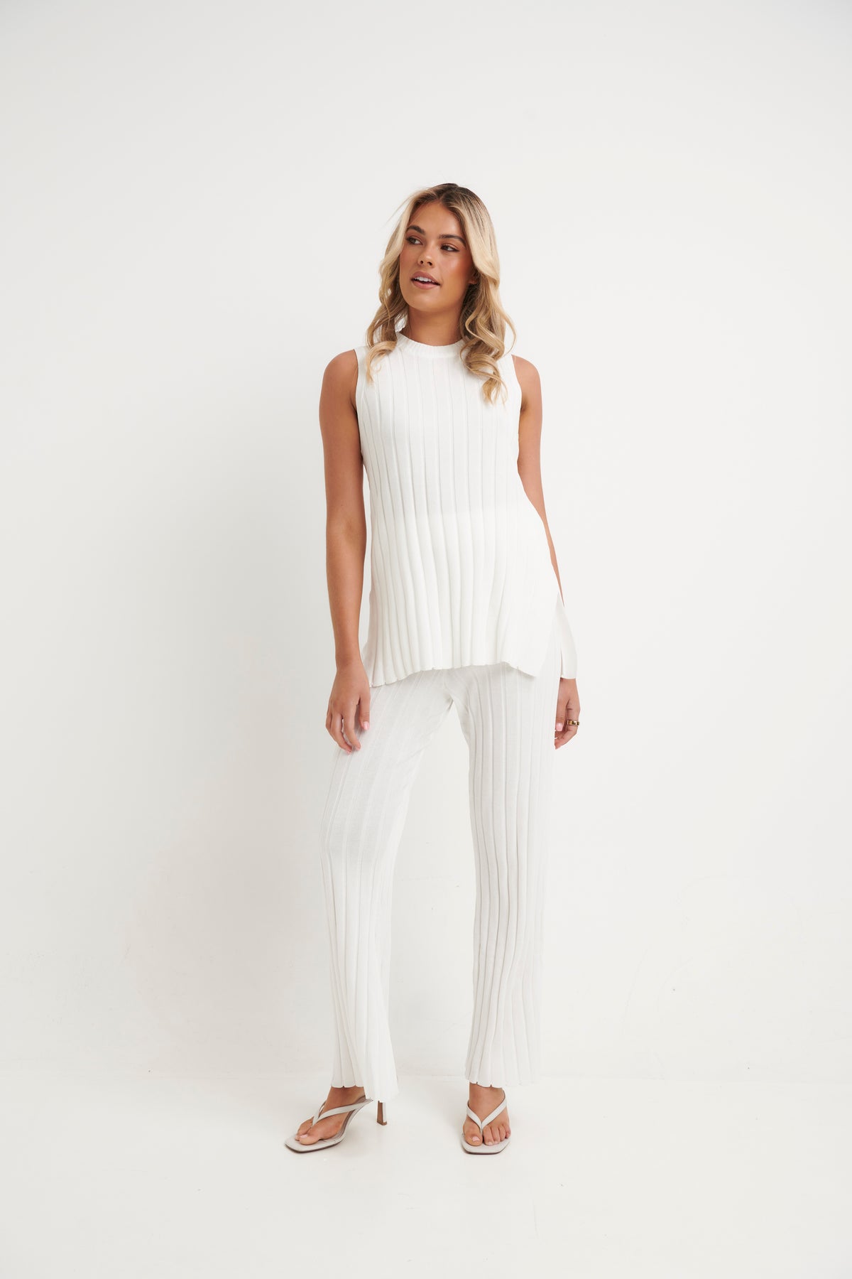 Lucia Ribbed Pant White