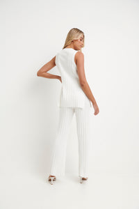 Lucia Ribbed Pant White - FINAL SALE