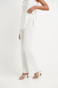Lucia Ribbed Pant White - FINAL SALE