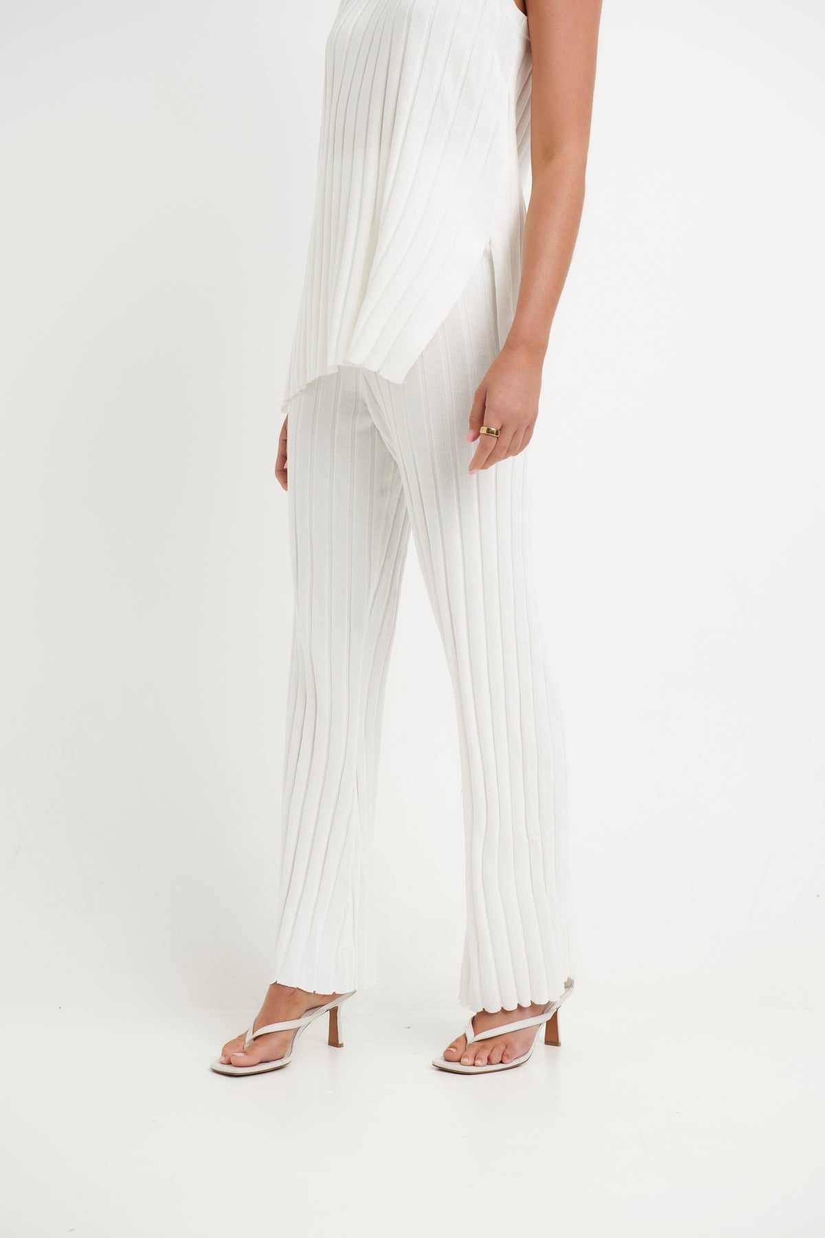 Lucia Ribbed Pant White