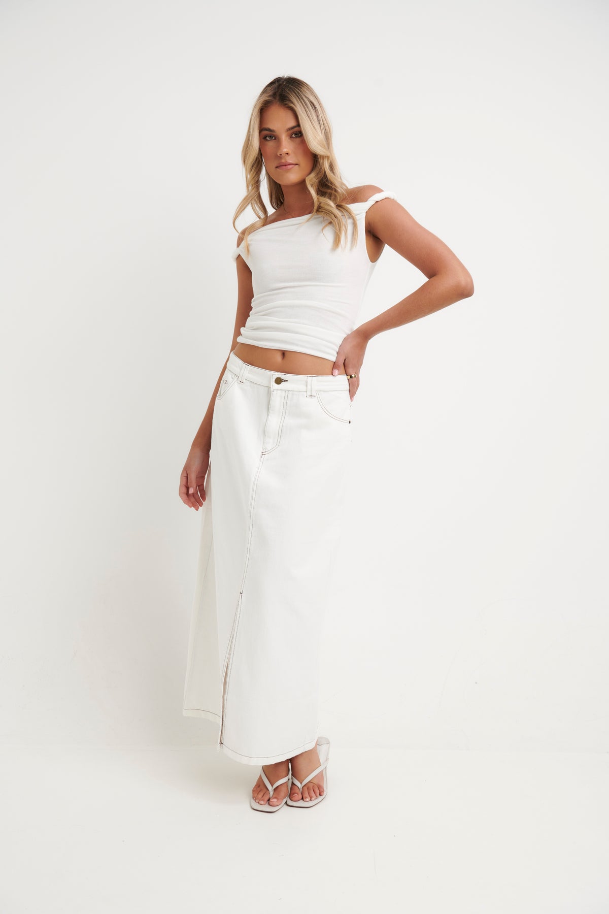 Rebecca Rope Off The Shoulder Top White