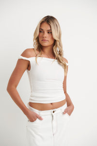 Rebecca Rope Off The Shoulder Top White