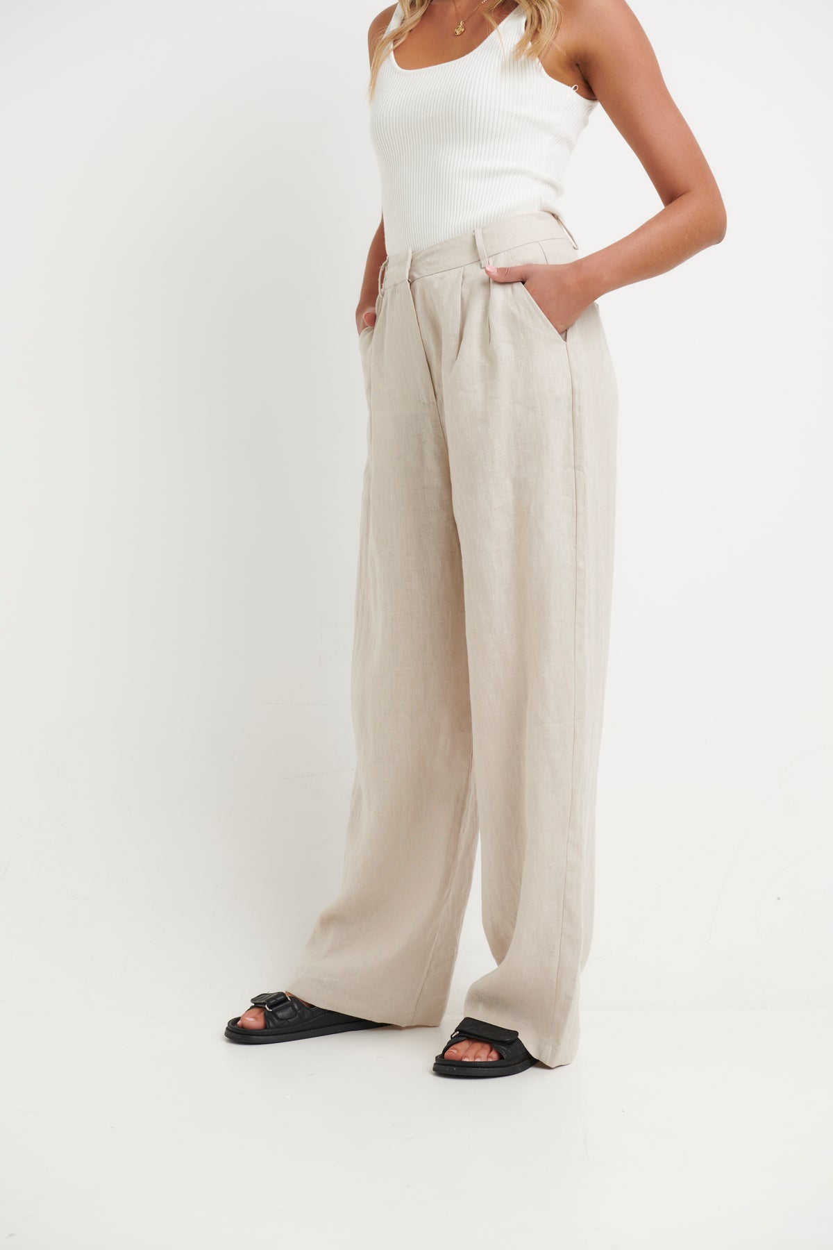 Laney Linen Pant Oat - FINAL SALE