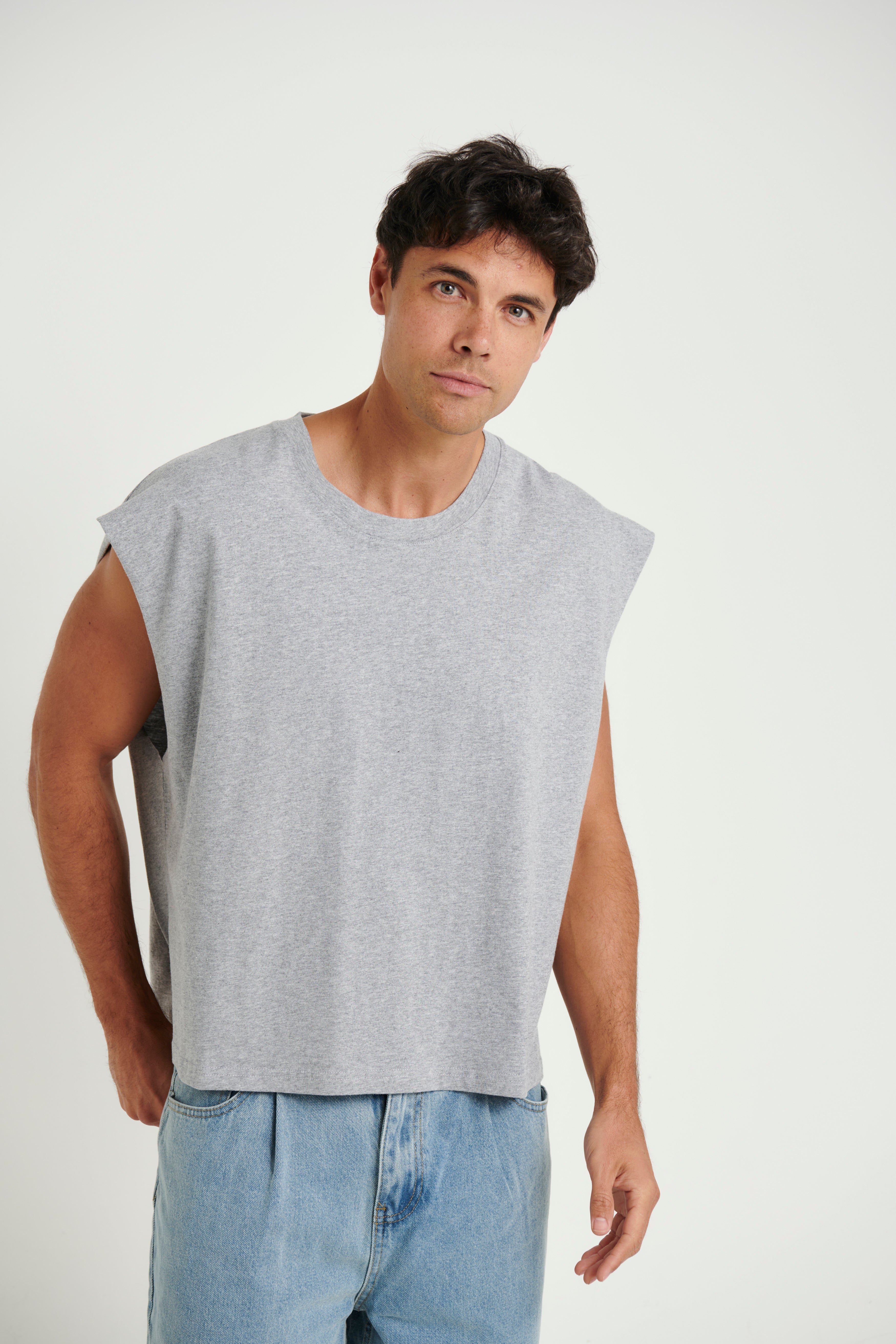 NTH Crop Box Tank Grey