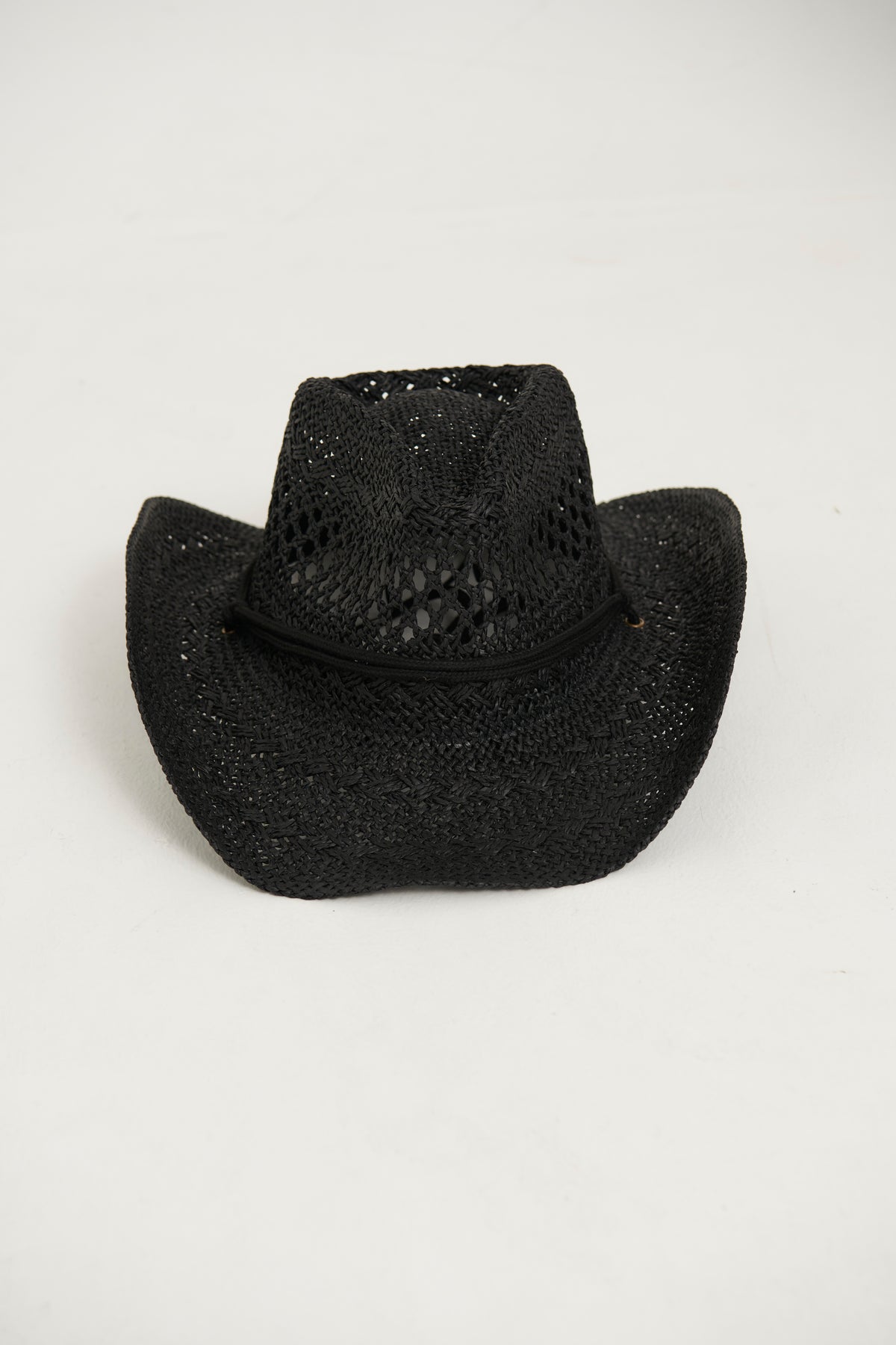 Western Festival Straw String Hat Black