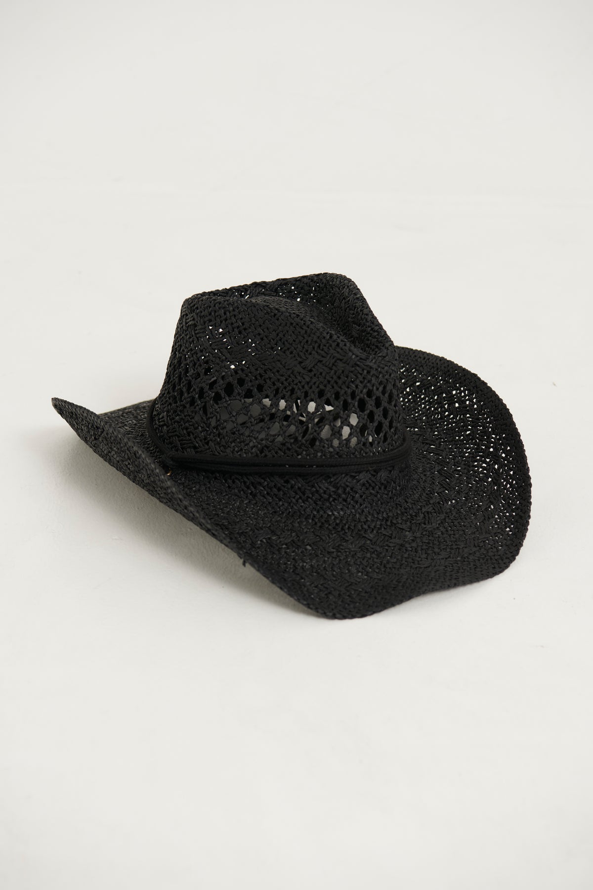Western Festival Straw String Hat Black