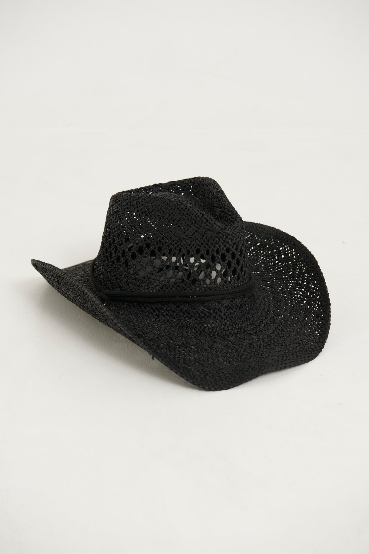 Western Festival Straw String Hat Black