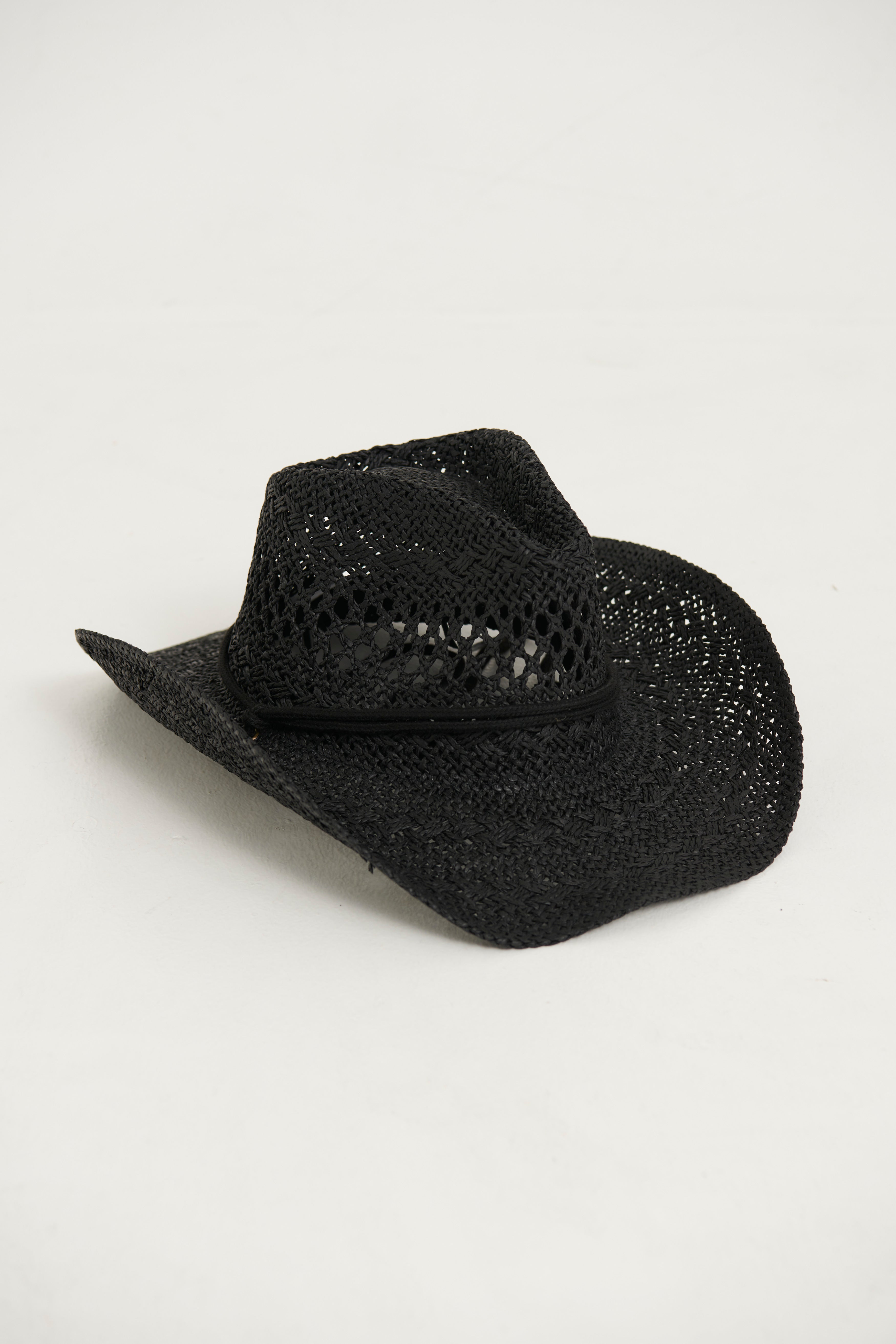 Western Festival Straw String Hat Black