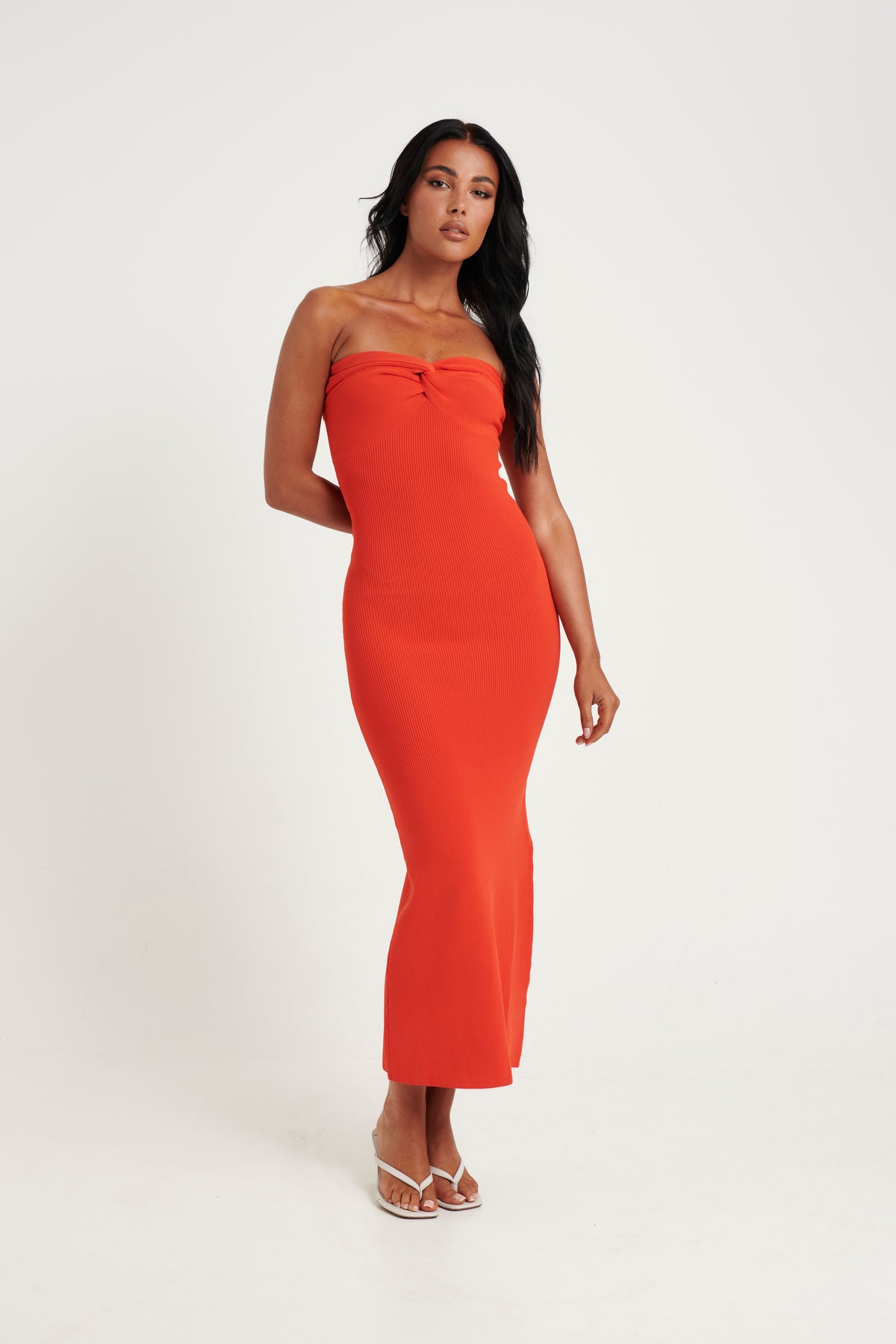 Mae Knit Midi Dress Red