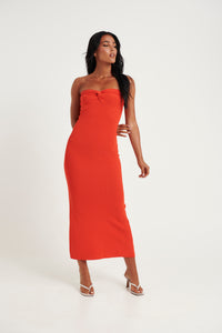 Mae Knit Midi Dress Red