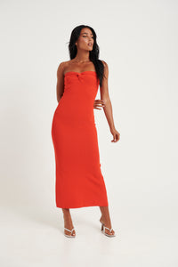 Mae Knit Midi Dress Red - FINAL SALE